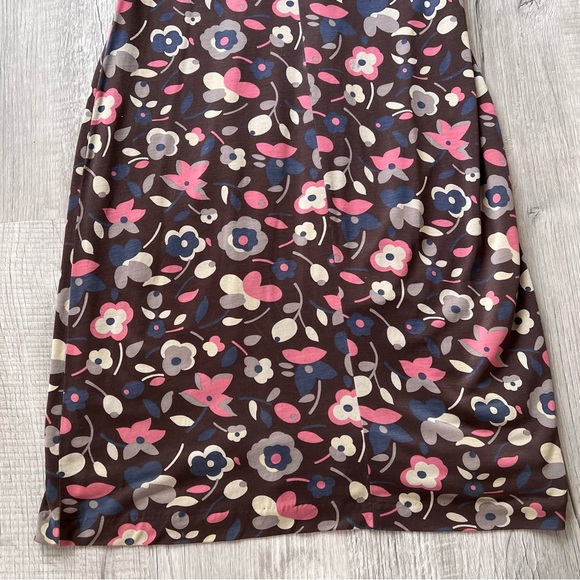 Boden Floral Midid Dress Women's 6 Brown Half Sleeve Stretch V Neck Pink Boho - Picture 10 of 13
